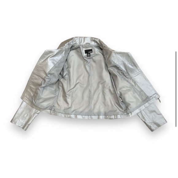 MixIt Silver Leather Moto Jacket Large Y2K - Picture 12 of 13
